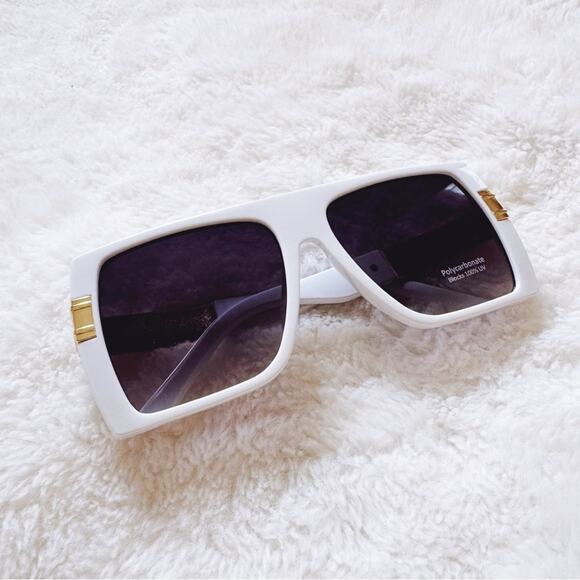 Inez White Oversized Square Sunglasses - Picture 11 of 11